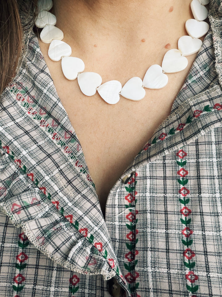 Mother of Pearl Hearts Necklace, Sweet Heritage