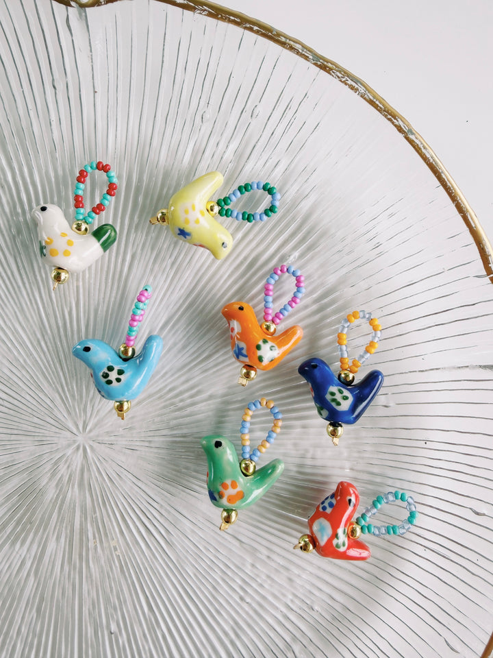 Beaded Bird Charm, Bead Girl Summer