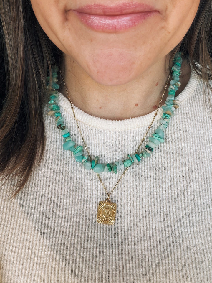 Turquoise Gemstone Necklace, Autumn Heirloom
