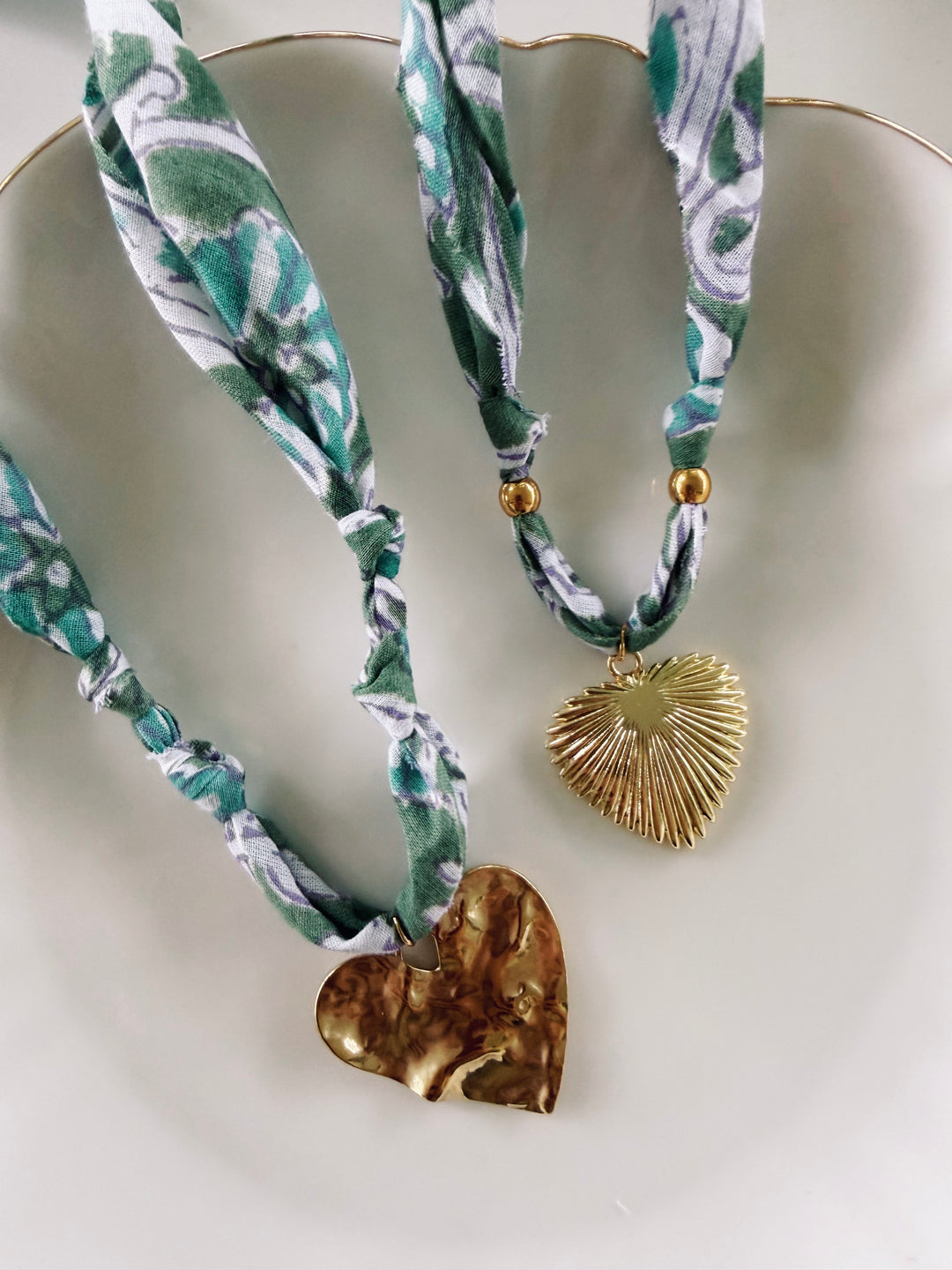 Garden Fabric Necklace, Blockprint & Bandana
