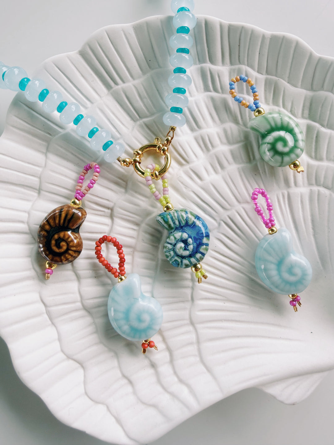 Beaded Shell Charm, Bead Girl Summer