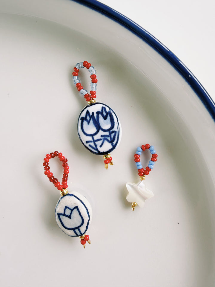 Beaded Blue & White Charms, Bead Girl Summer
