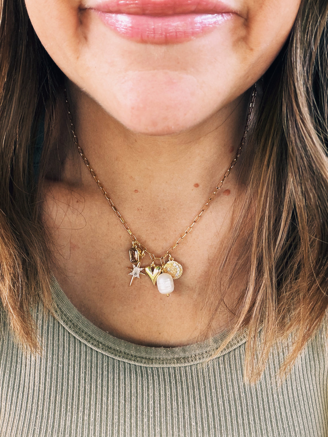 Heart Cluster Necklace, Daily Grace