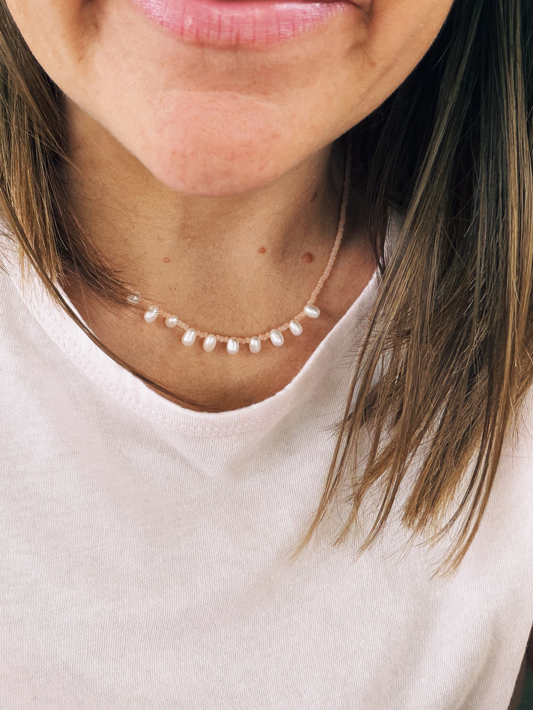 Pearl Beaded Necklace, Sunkissed