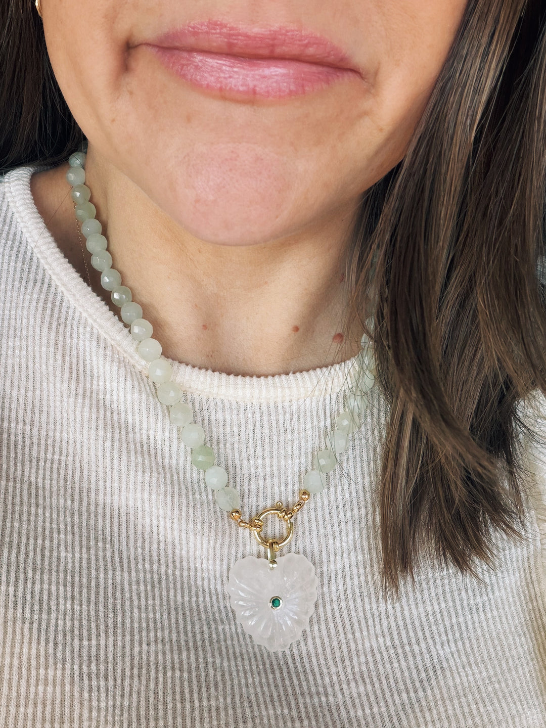 Aqua Quartz Gemstone Necklace, Autumn Heirloom
