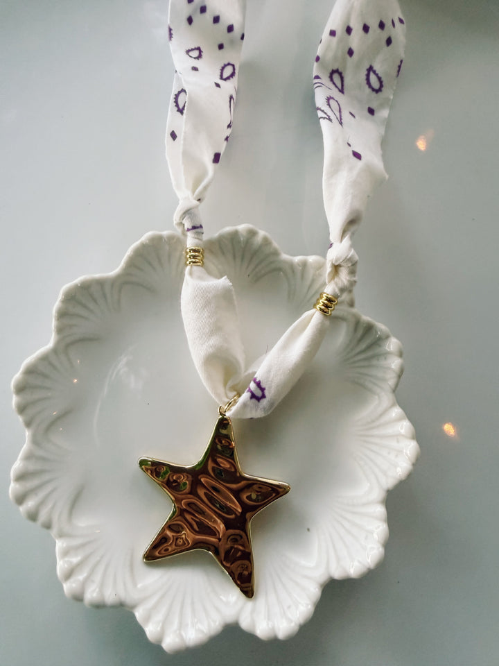 Star Bandana Necklace, Blockprint & Bandana