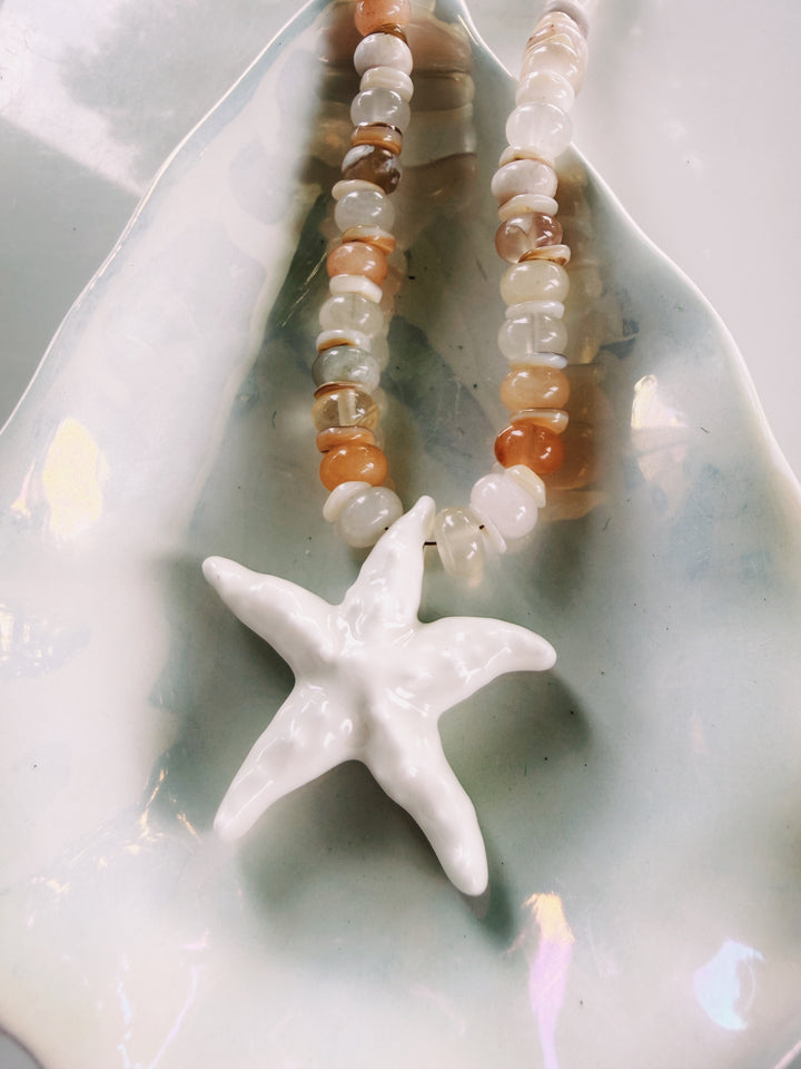 Starfish Stone & Shell Necklace, Sunkissed