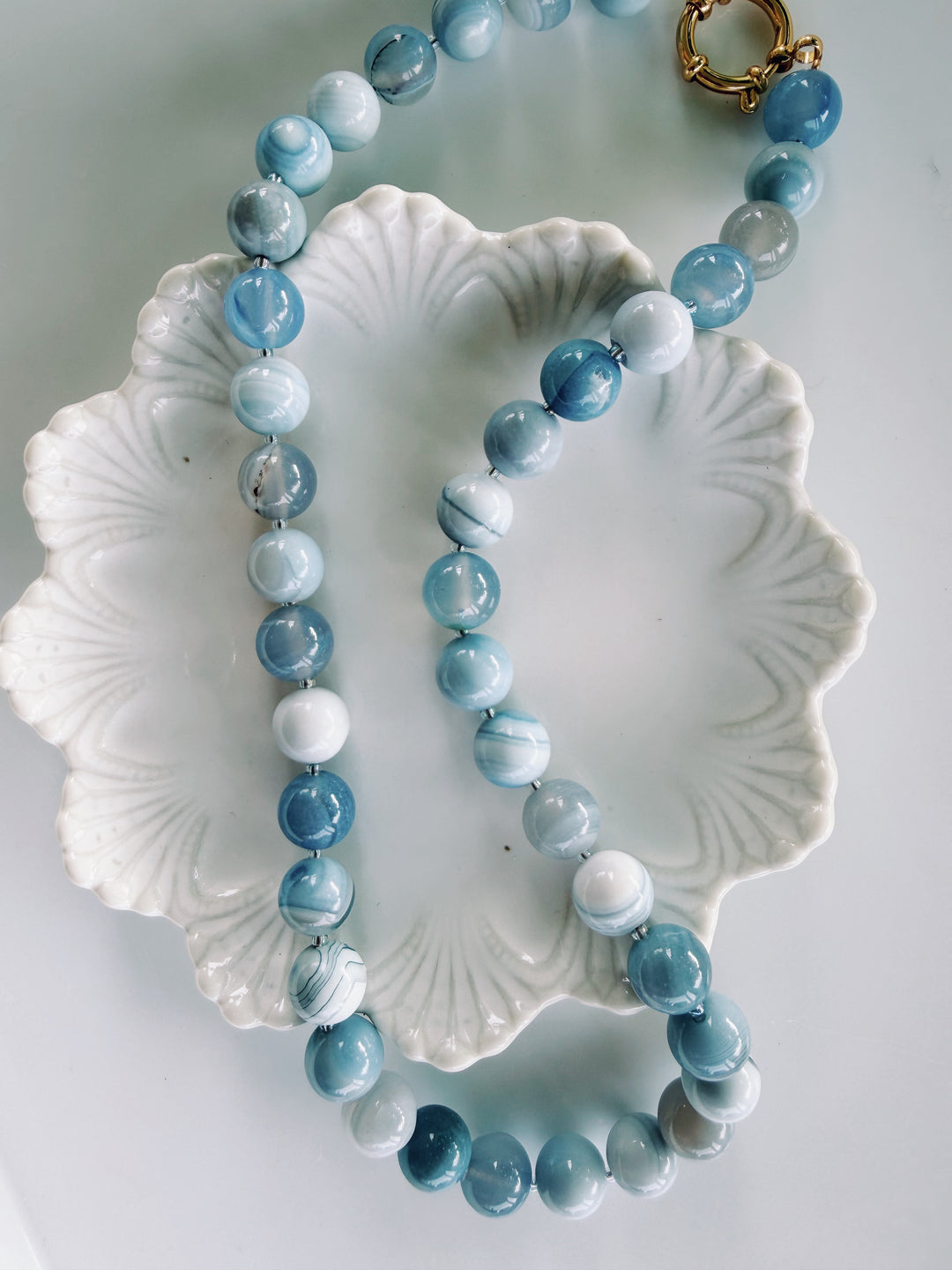 Chambray Stone Necklace, Vintage Flora