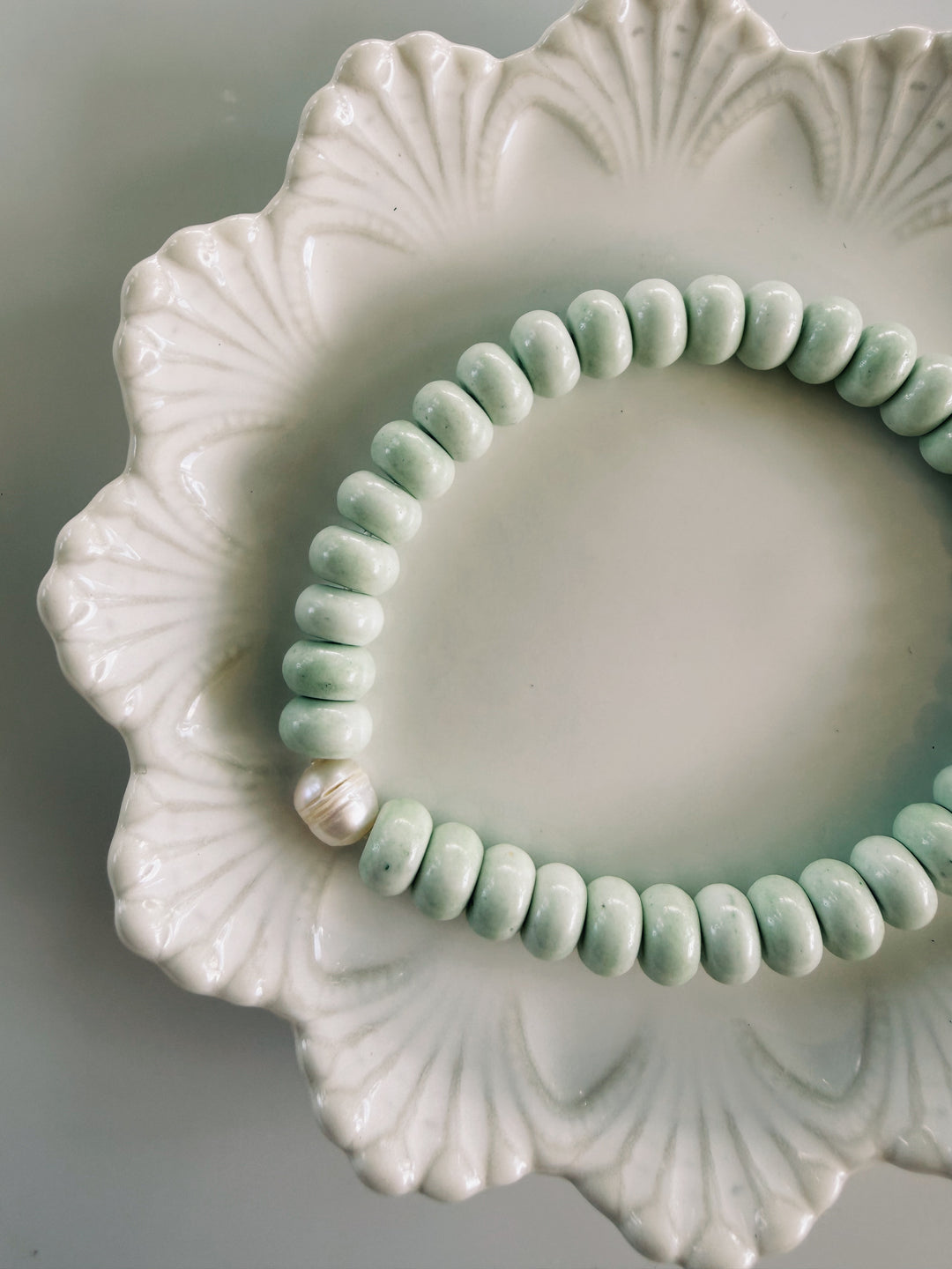 Aqua Gemstone + Glass Bracelets, Pearls