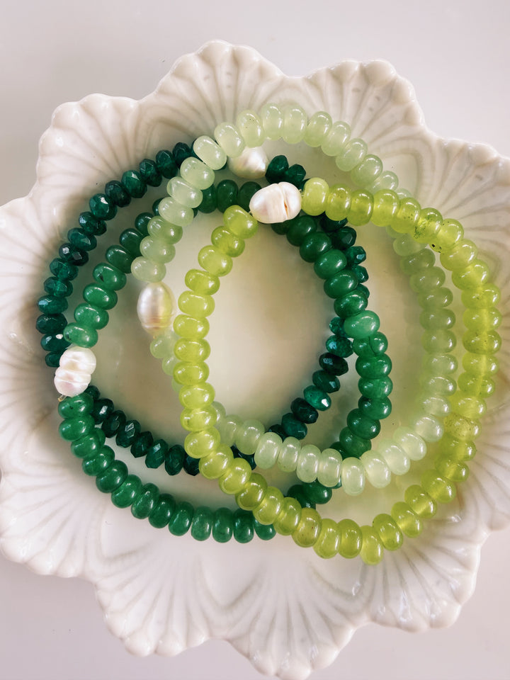 Green Gemstone Bracelets, Pearls