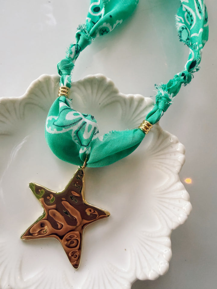 Star Bandana Necklace, Blockprint & Bandana