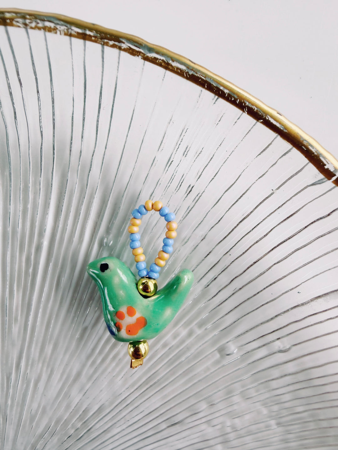 Beaded Bird Charm, Bead Girl Summer
