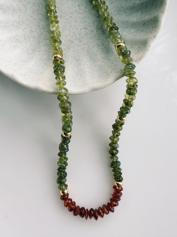 Hessonite Garnet Gemstone Necklace, Sweater Weather