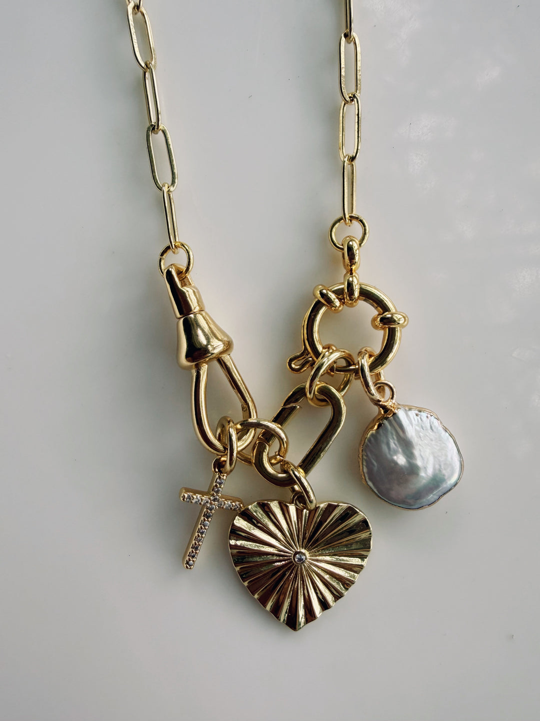 Clasped Charm Necklace, Sweater Weather
