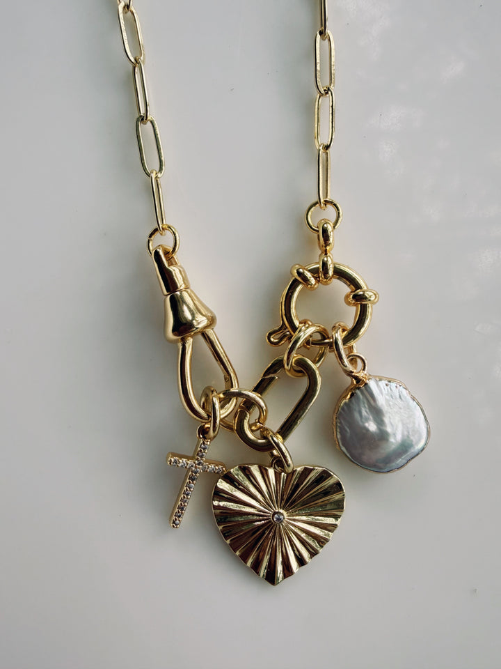 Clasped Charm Necklace, Sweater Weather