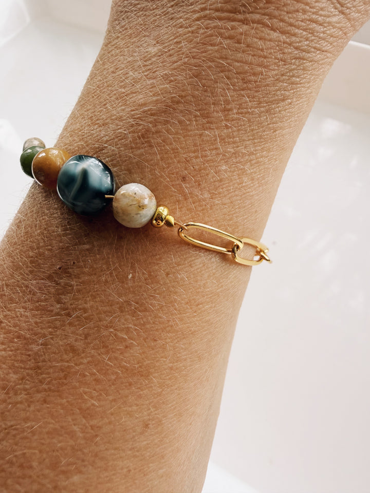 Terra Beads and Chain Bracelet, Sweater Weather
