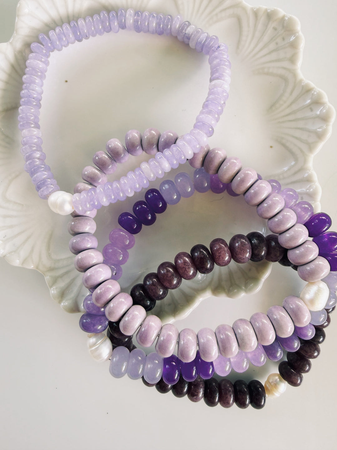 Purple Gemstone Bracelets, Pearls