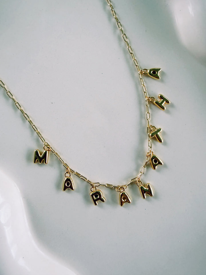 Custom Bubble Letter Necklace, Charm Society