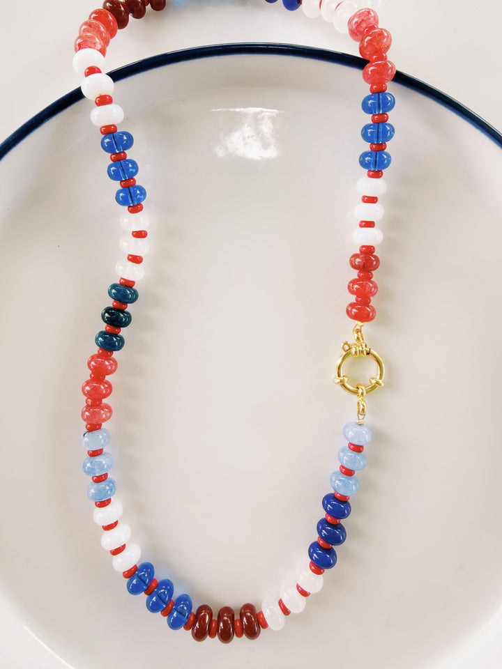 Americana Stone and Glass Necklace, America 250