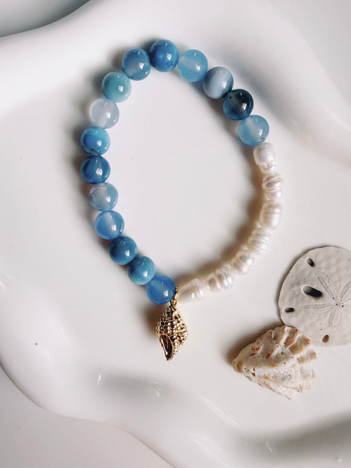 Conque Agate & Pearl Bracelet, Marine Dreams