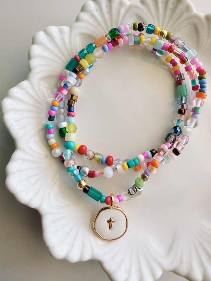 Cross Mixed Media Bracelet Set