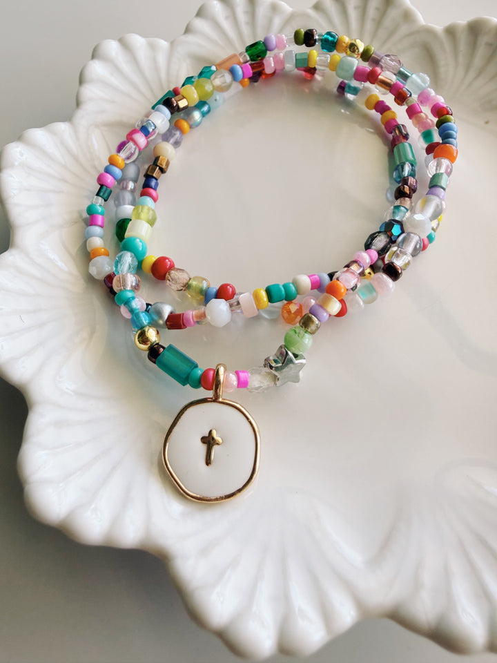 Cross Mixed Media Bracelet Set