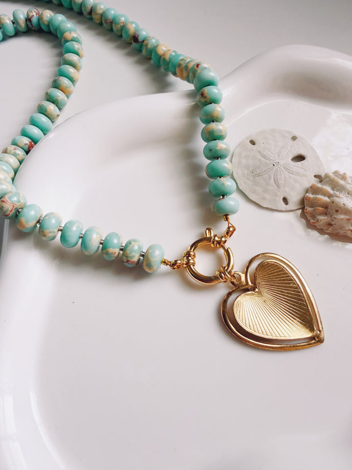 Currents Necklace with Heart, Marine Dreams
