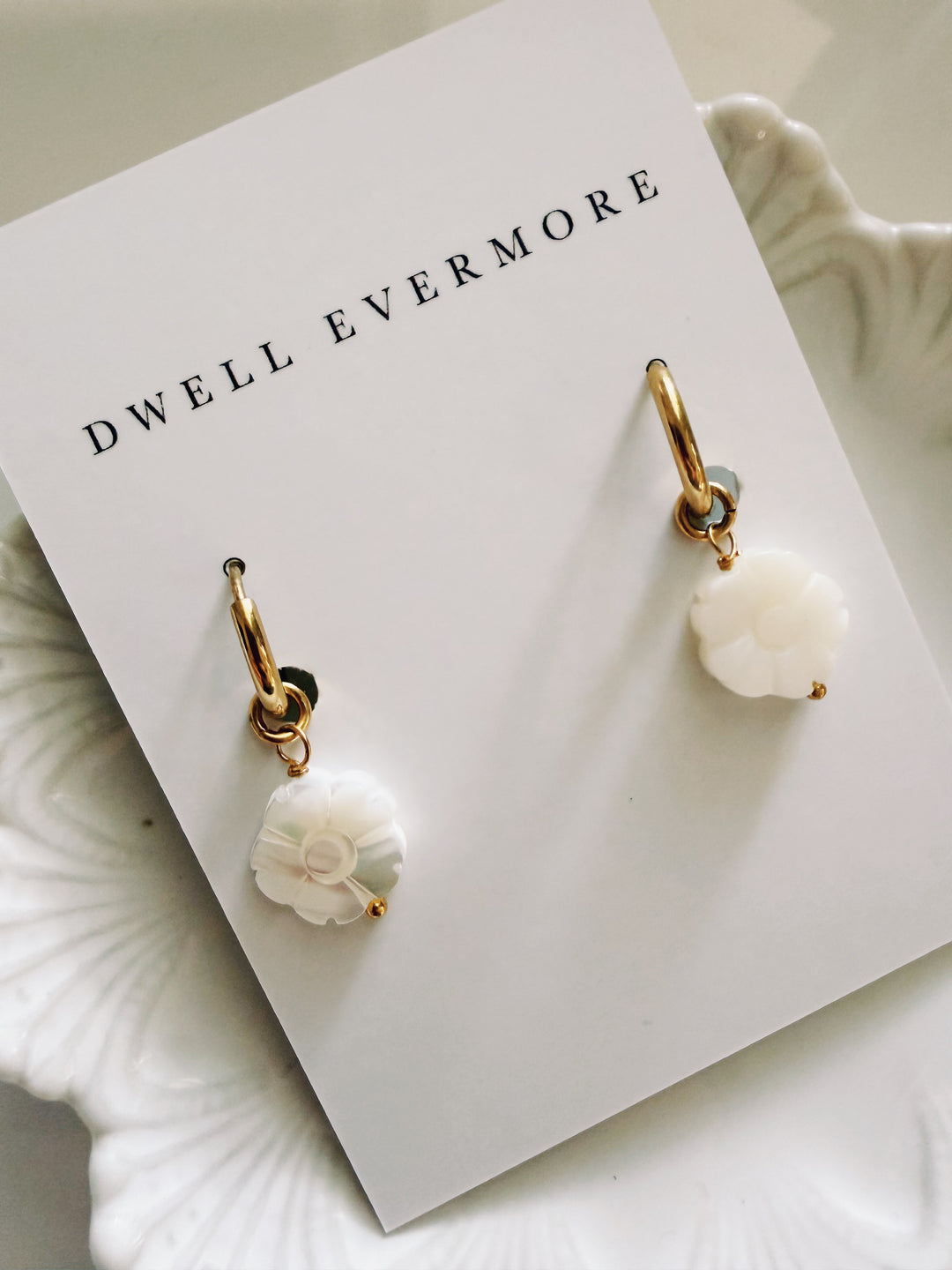 Mother of Pearl Earrings, Vintage Flora