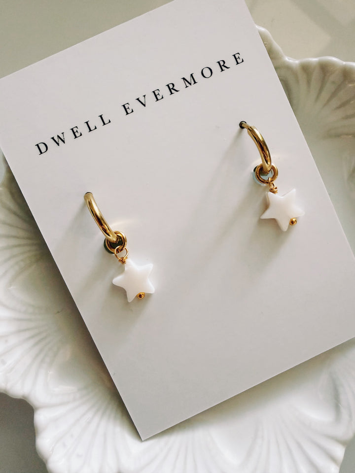 Mother of Pearl Earrings, Vintage Flora