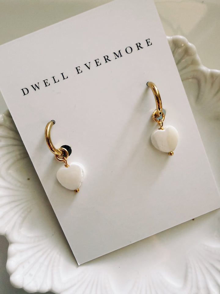 Mother of Pearl Earrings, Vintage Flora
