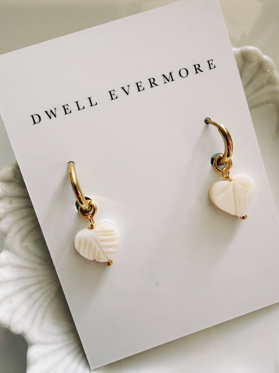 Mother of Pearl Earrings, Vintage Flora