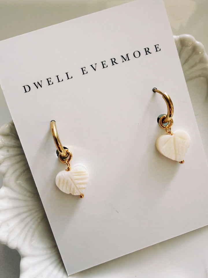 Mother of Pearl Earrings, Vintage Flora