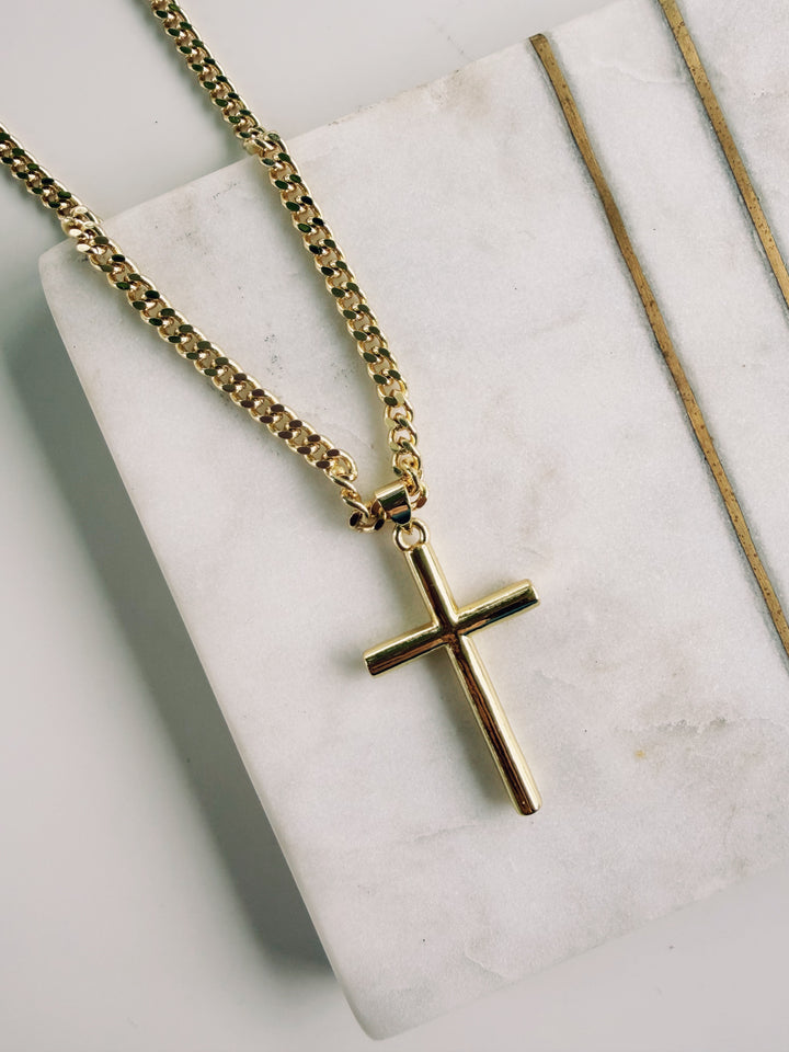 Gold Cross Necklace, Field Warrior