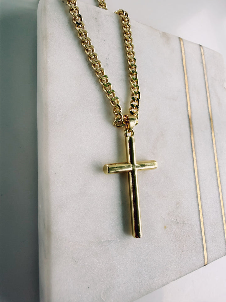 Gold Cross Necklace, Field Warrior