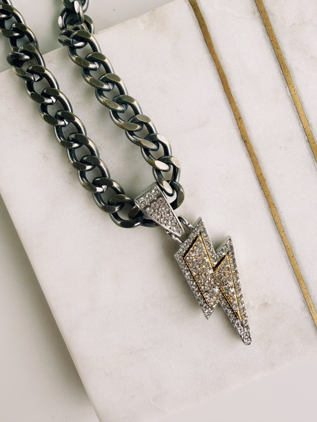 Lightning Bolt Statement Necklace, Field Warrior
