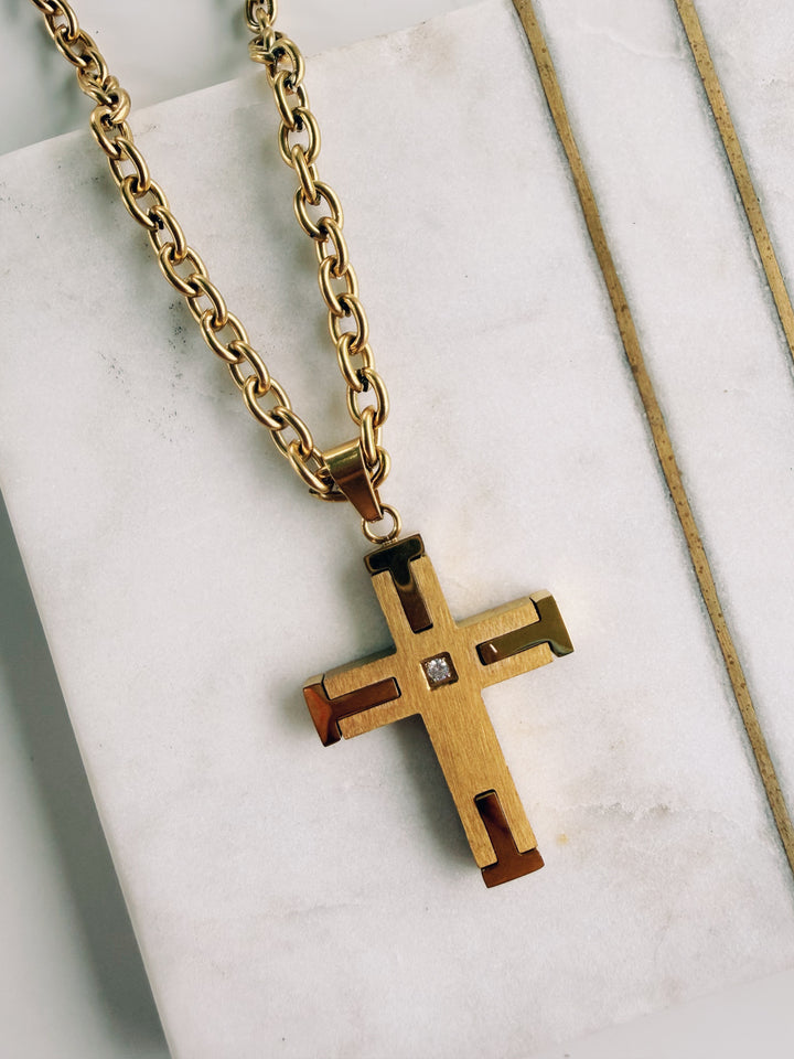 Stainless Steel Cross Necklace, Field Warrior