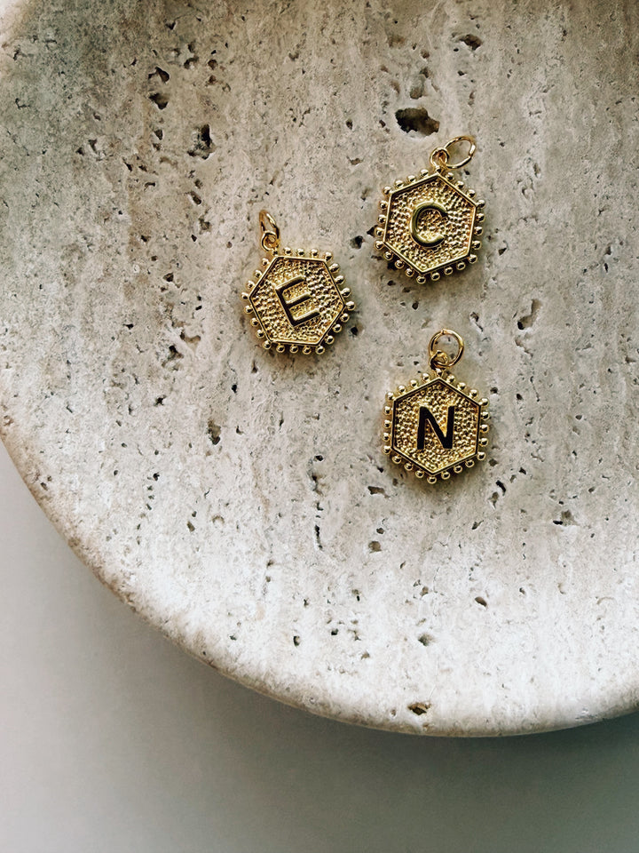 Hexagon Initial Charms