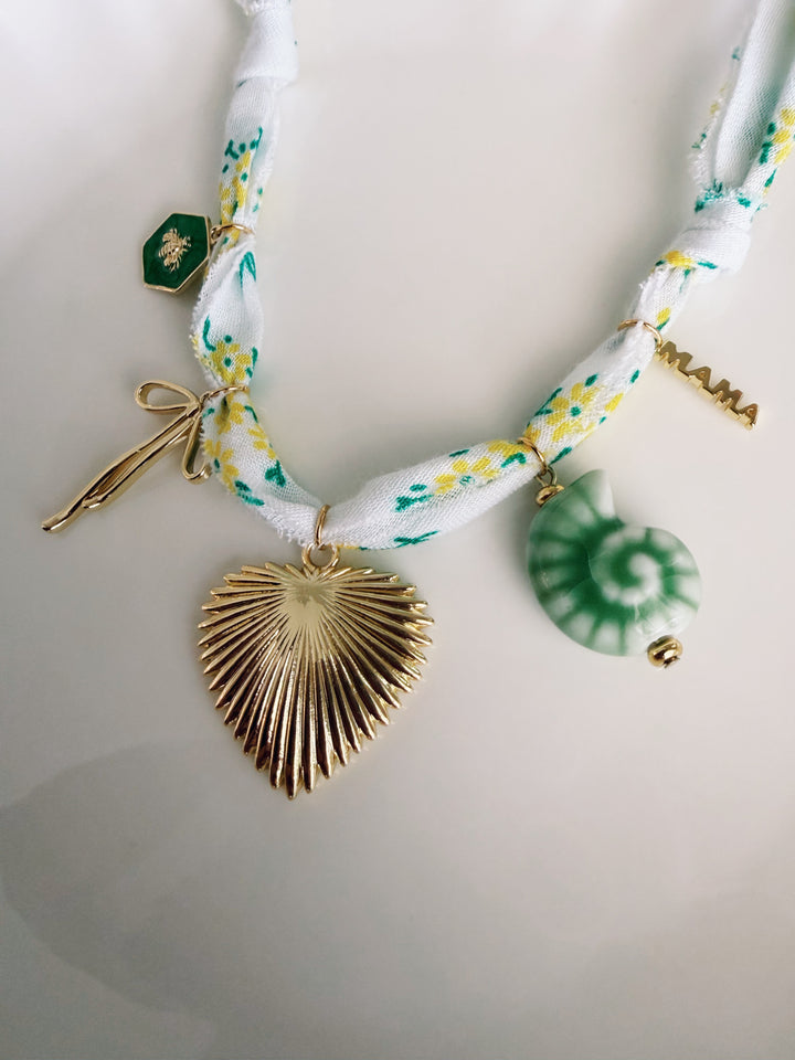 Mama Fabric Necklace, Blockprint & Bandana