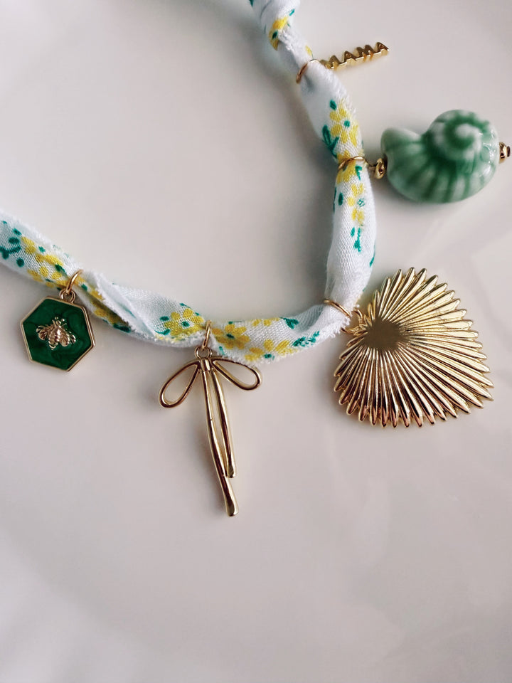 Mama Fabric Necklace, Blockprint & Bandana