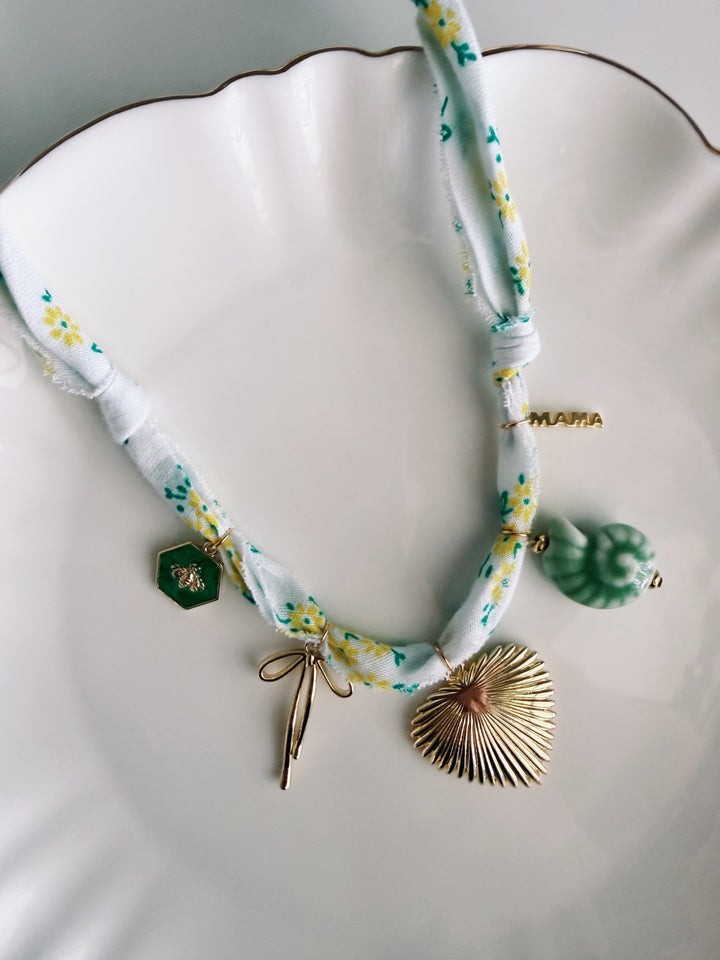 Mama Fabric Necklace, Blockprint & Bandana
