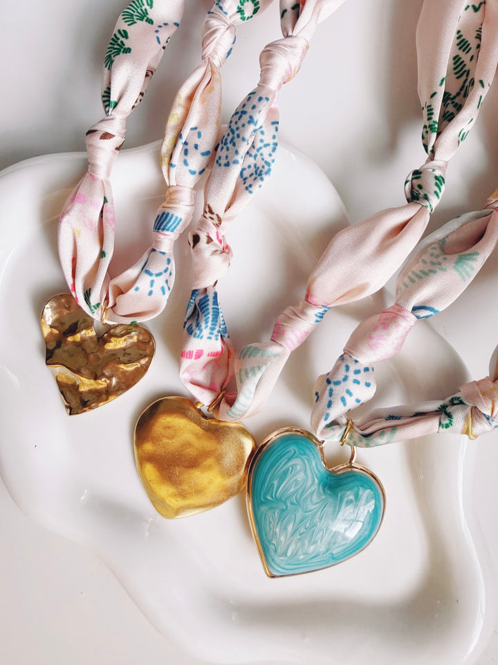 Island Silk Scarf Necklace, Marine Dreams