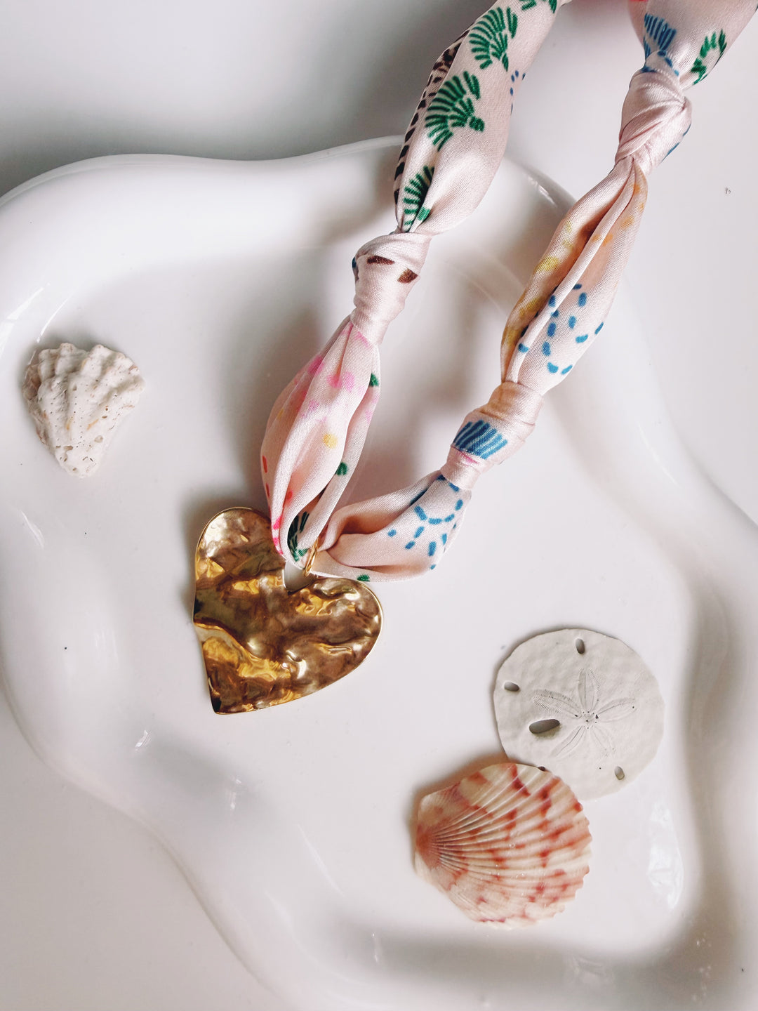 Island Silk Scarf Necklace, Marine Dreams