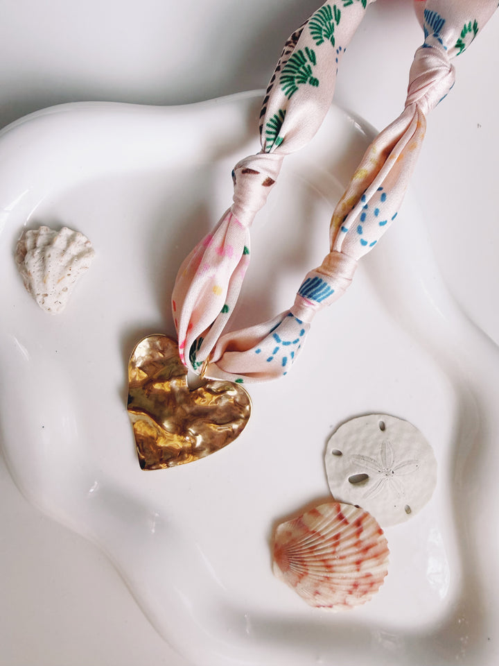 Island Silk Scarf Necklace, Marine Dreams