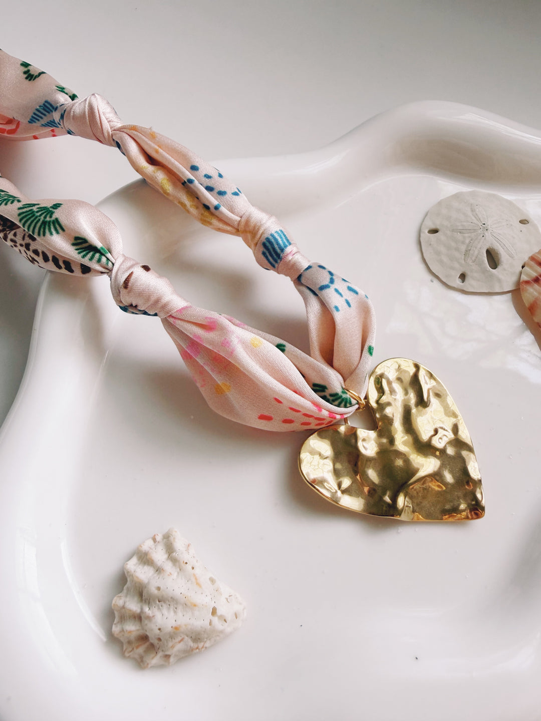Island Silk Scarf Necklace, Marine Dreams
