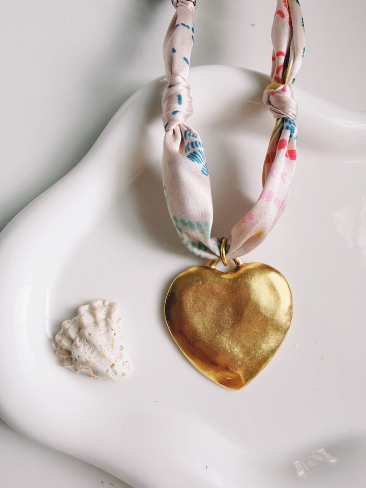 Island Silk Scarf Necklace, Marine Dreams
