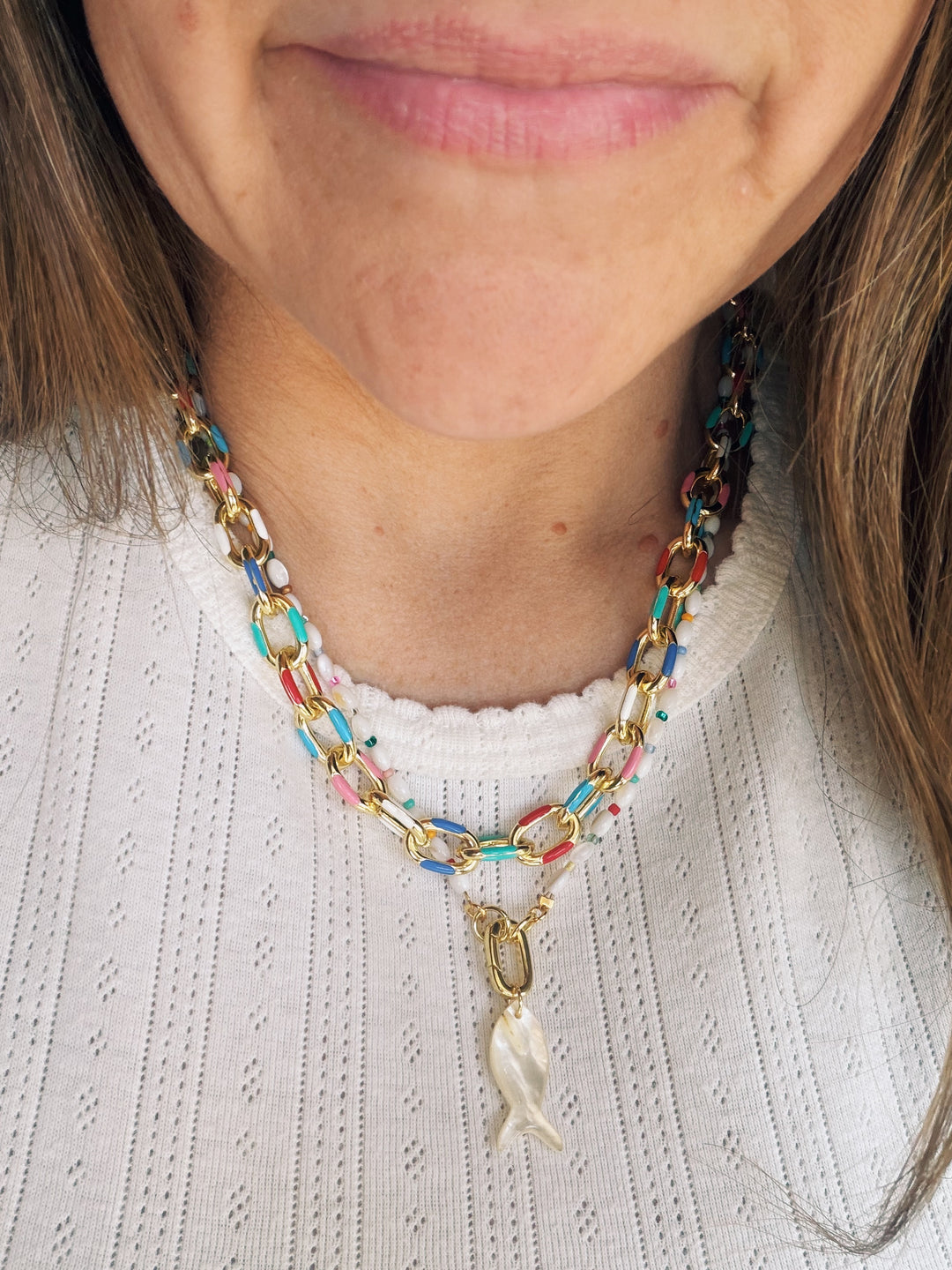 Mother of Pearl Fish Necklace, Marine Dreams