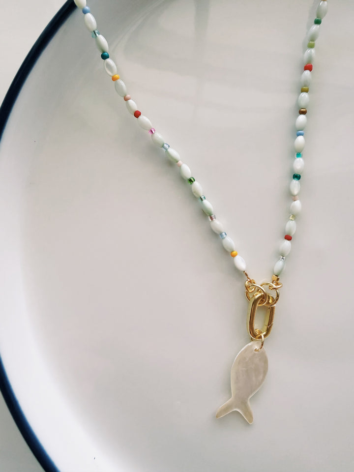Mother of Pearl Fish Necklace, Marine Dreams