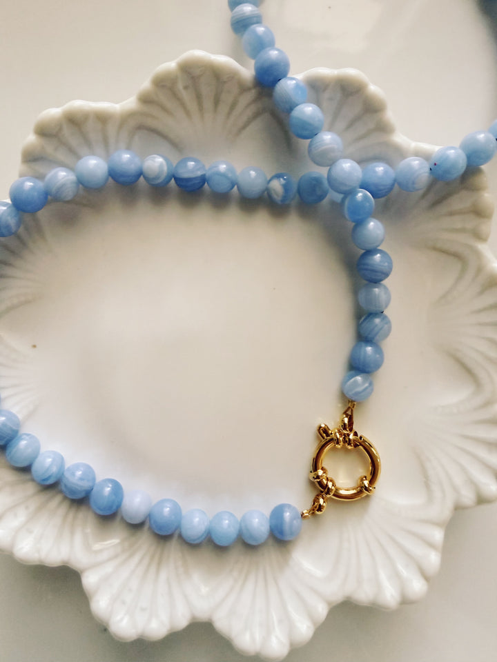Blue Lace Necklace, Vintage Flora