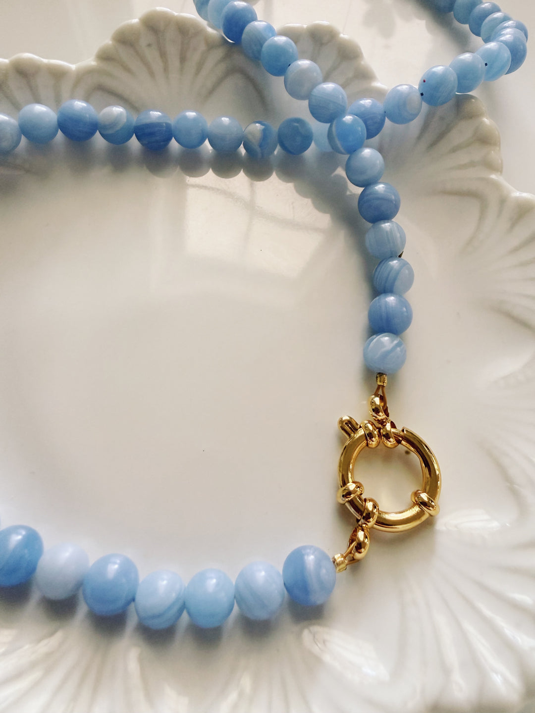 Blue Lace Necklace, Vintage Flora