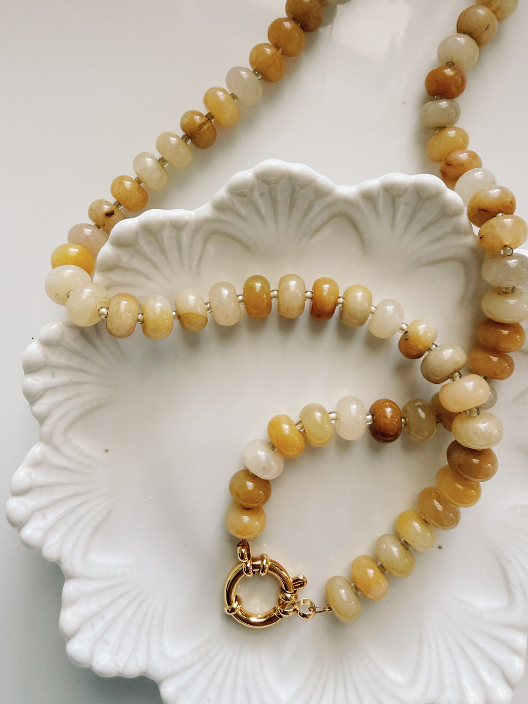 Mustard Seed Stone Necklace, Vintage Flora